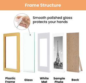 upsimples 4x6 Picture Frame Set of 10, Display Pictures 3.5x5 with Mat or 4x6 Without Mat, Multi Photo Frames Collage for Wall or Tabletop Display, Gold