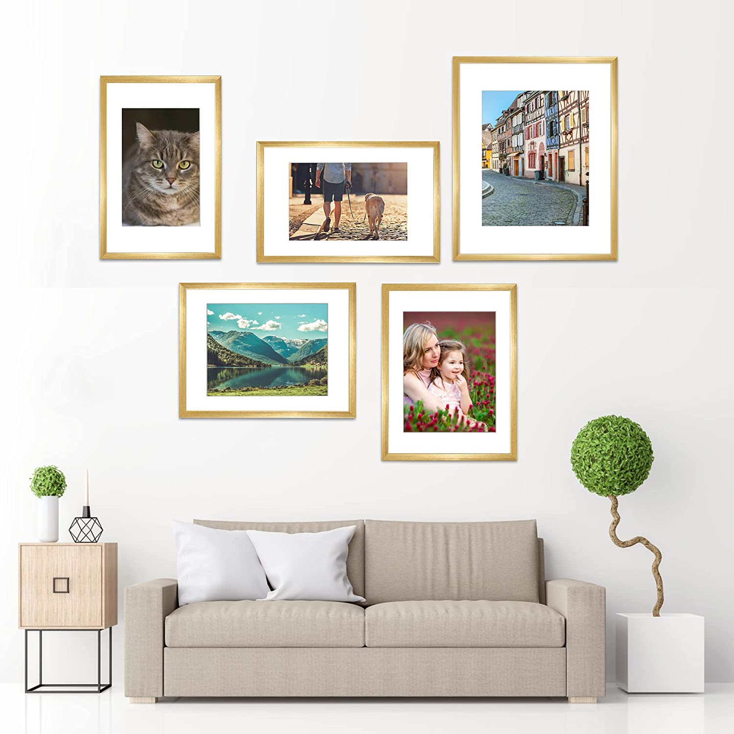 ENJOYBASICS 16x20 Picture Frame Gold Poster Frame, Display Pictures 11x14  with Mat or 16x20 Without Mat, Wall Gallery Photo Frames, 2 Pack