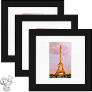 upsimples 12x12 Picture Frame Set of 3,Display Pictures 8x8 with Mat or  12x12 Without Mat,Multi Photo Frames Collage for Wall, Gold