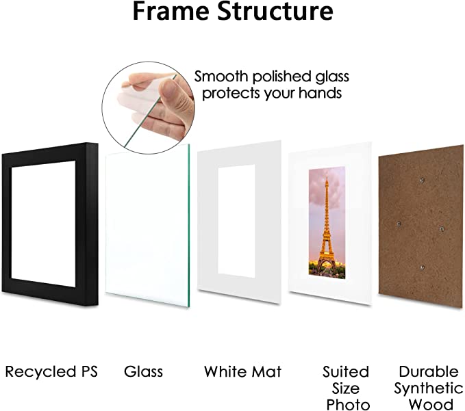 Upsimples 3 Pcs 8x8 Picture Frame, Made of High Definition Glass