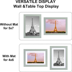 upsimples 5x7 Picture Frame Set of 10,Display Pictures 4x6 with Mat or 5x7 Without Mat,Multi Photo Frames Collage for Wall or Tabletop Display,Green