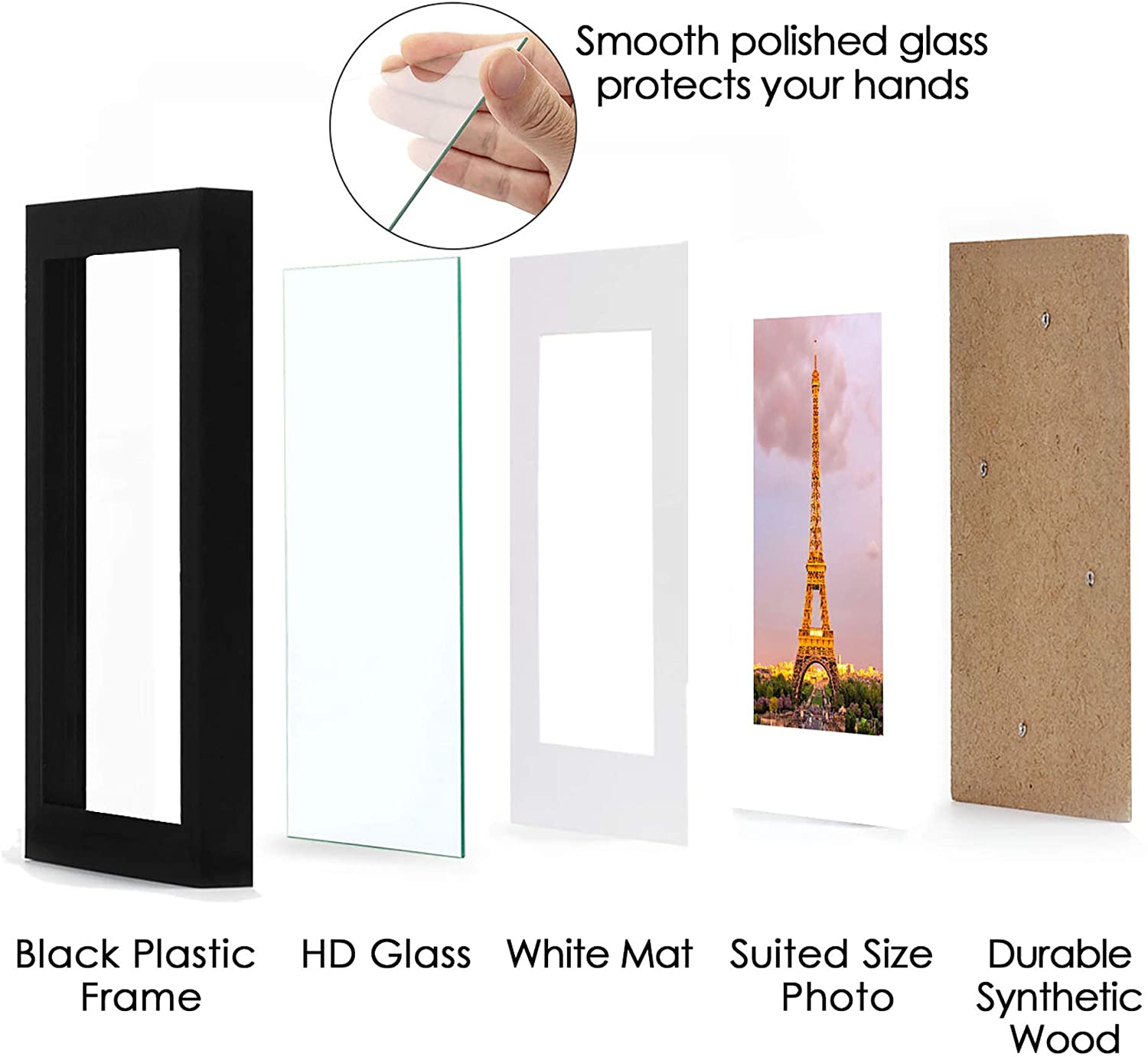 Upsimples 3 Pcs 8x8 Picture Frame, Made of High Definition Glass