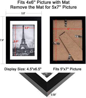 upsimples 5x7 Picture Frame Set of 10,Display Pictures 4x6 with Mat or 5x7 Without Mat,Multi Photo Frames Collage for Wall or Tabletop Display,Black