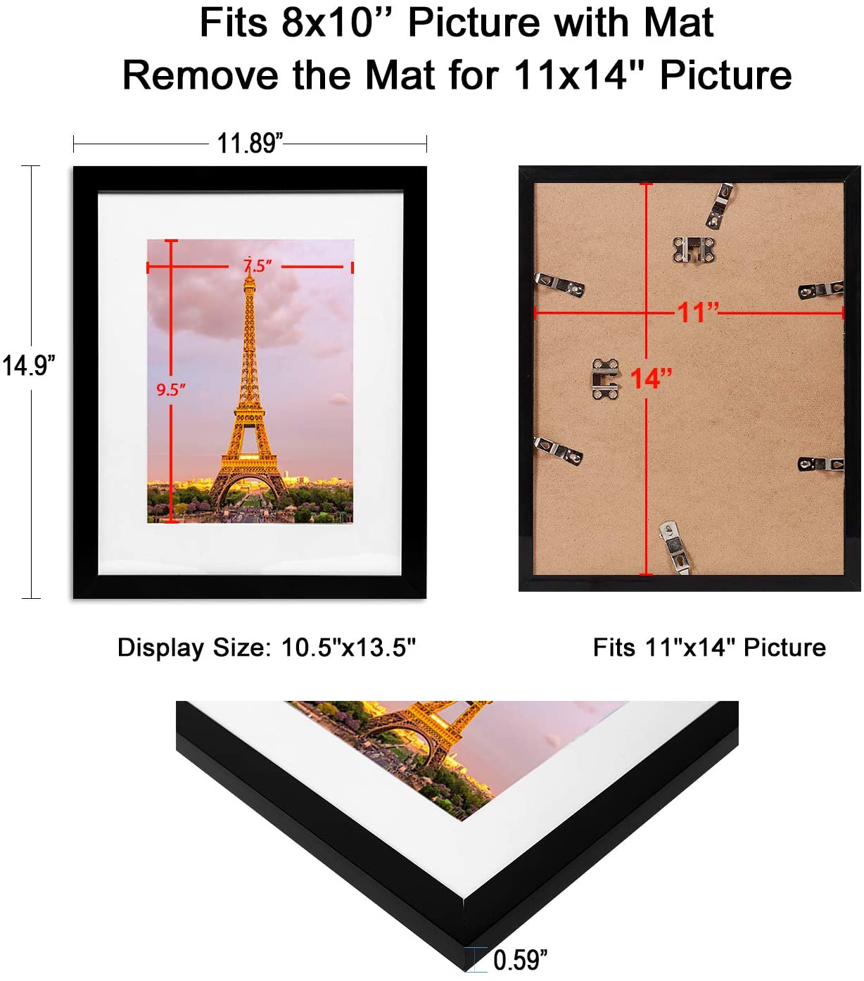 upsimples 11x14 Picture Frame Set of 3, Made of High Definition Glass –  Upsimples Direct