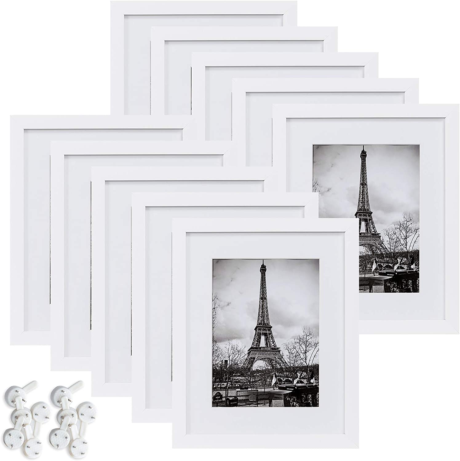 upsimples 8x10 Picture Frame Set of 2,Display Pictures 5x7 with Mat or 8x10  Without Mat,Wall Gallery Photo Frames,Black