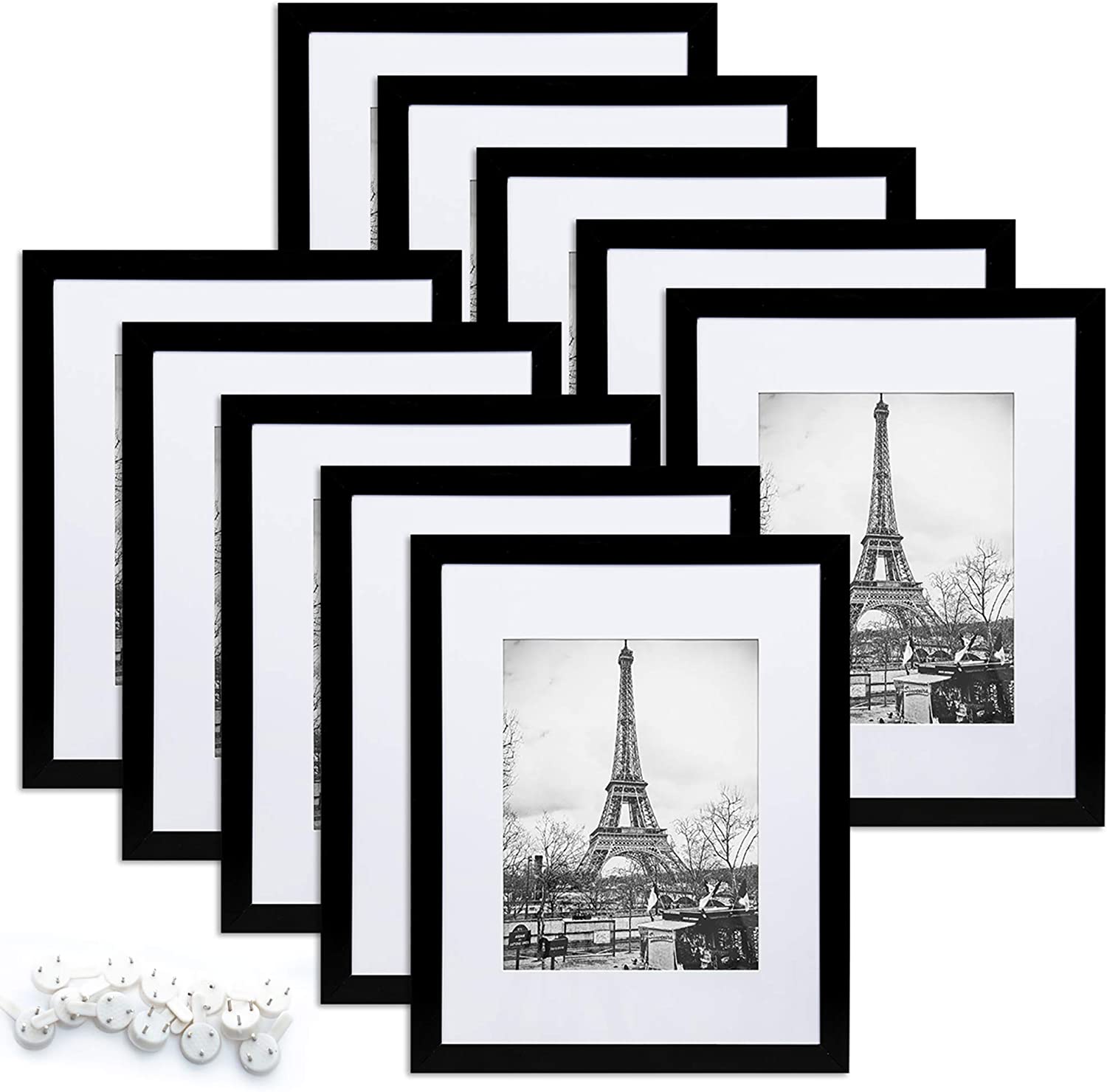 upsimples 8x10 Picture Frame Set of 10, Display Pictures 5x7 with Mat –  Upsimples Direct