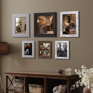 upsimples 8x10 Picture Frame Distressed Grey with Real Glass, Display Pictures 5x7 with Mat or 8x10 Without Mat, Multi Photo Frames Collage for Wall or Tabletop Display, Set of 6
