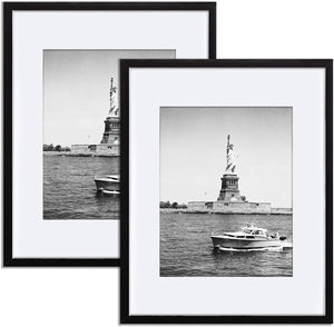 ENJOYBASICS 16x20 Picture Frame Black Poster Frame,Display Pictures 11x14 with Mat or 16x20 Without Mat,Wall Gallery Photo Frames,2 Pack