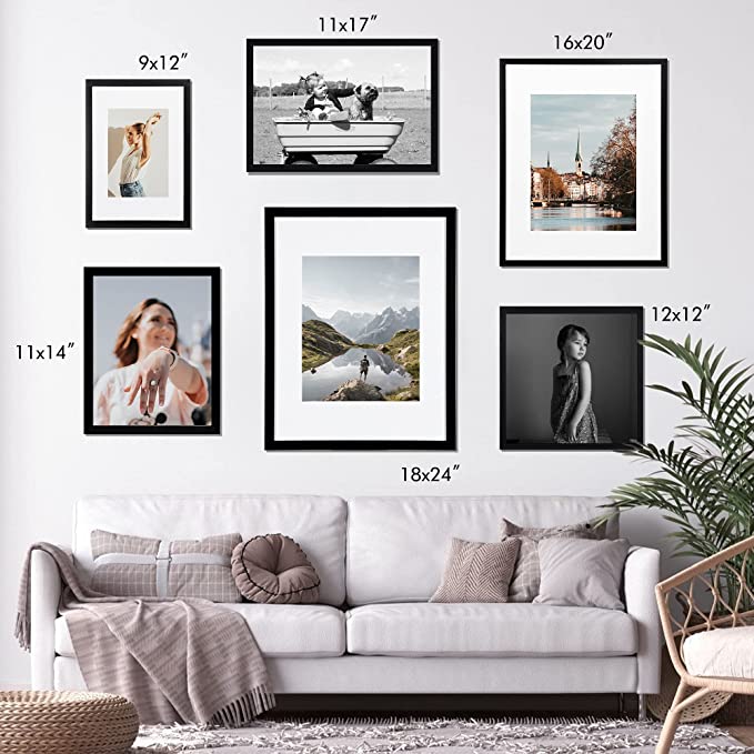 Set of 5 11x14 Frame with Mat 8x10 Picture Frame Poster Frame Black Wall  Decor