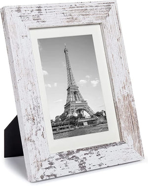 upsimples 4x6 Picture Frame Distressed White with Real Glass, Display Pictures 3.5x5 with Mat or 4x6 Without Mat, Multi Photo Frames Collage for Wall or Tabletop Display, Set of 6