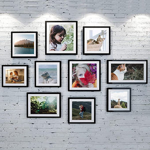 upsimples 12x18 Picture Frame Set of 5,Display Pictures 11x17 with Mat or 12x18 Without Mat,Wall Gallery Photo Frames,Black