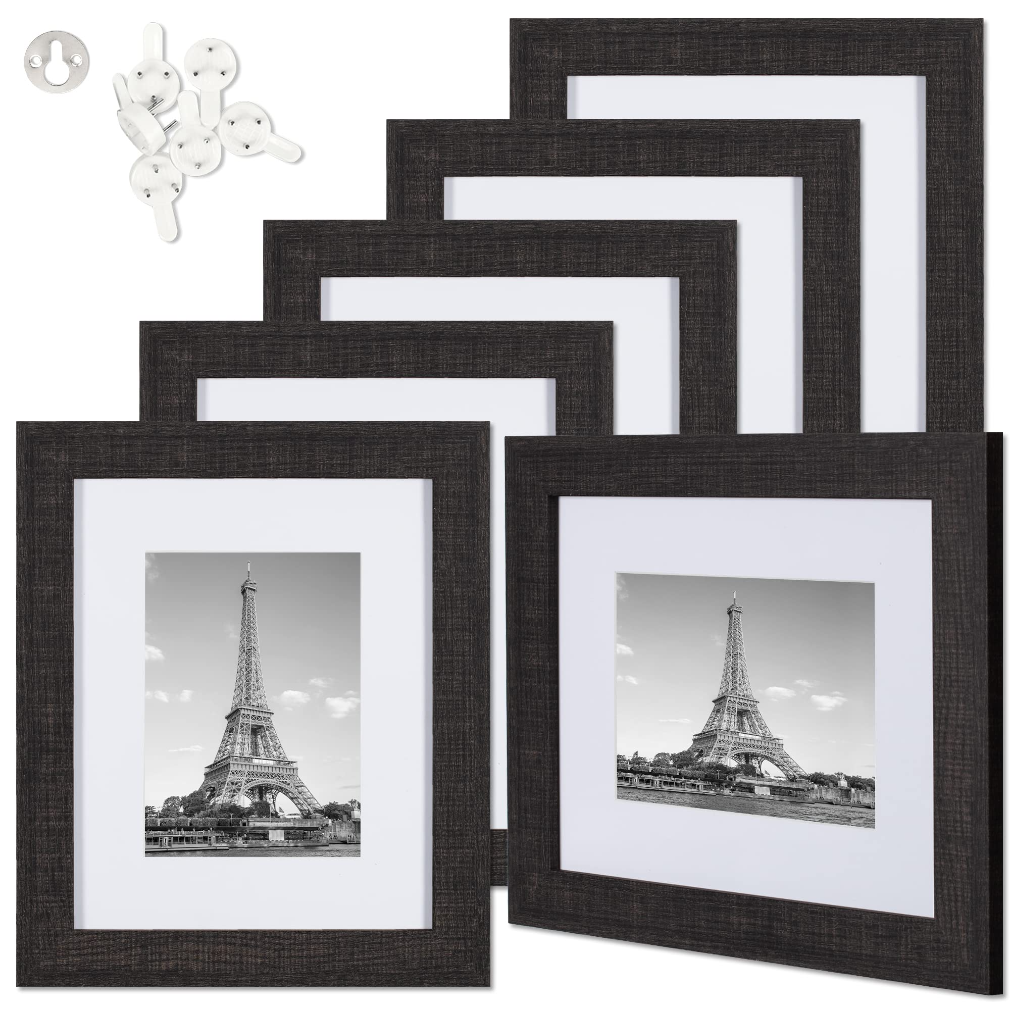 upsimples 8x10 Picture Frame Set of 2,Display Pictures 5x7 with Mat or 8x10  Without Mat,Wall Gallery Photo Frames,Black