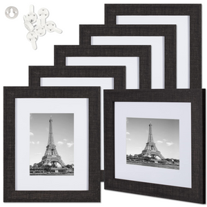 upsimples 8x10 Picture Frame Distressed Black with Real Glass, Display Pictures 5x7 with Mat or 8x10 Without Mat, Multi Photo Frames Collage for Wall or Tabletop Display, Set of 6
