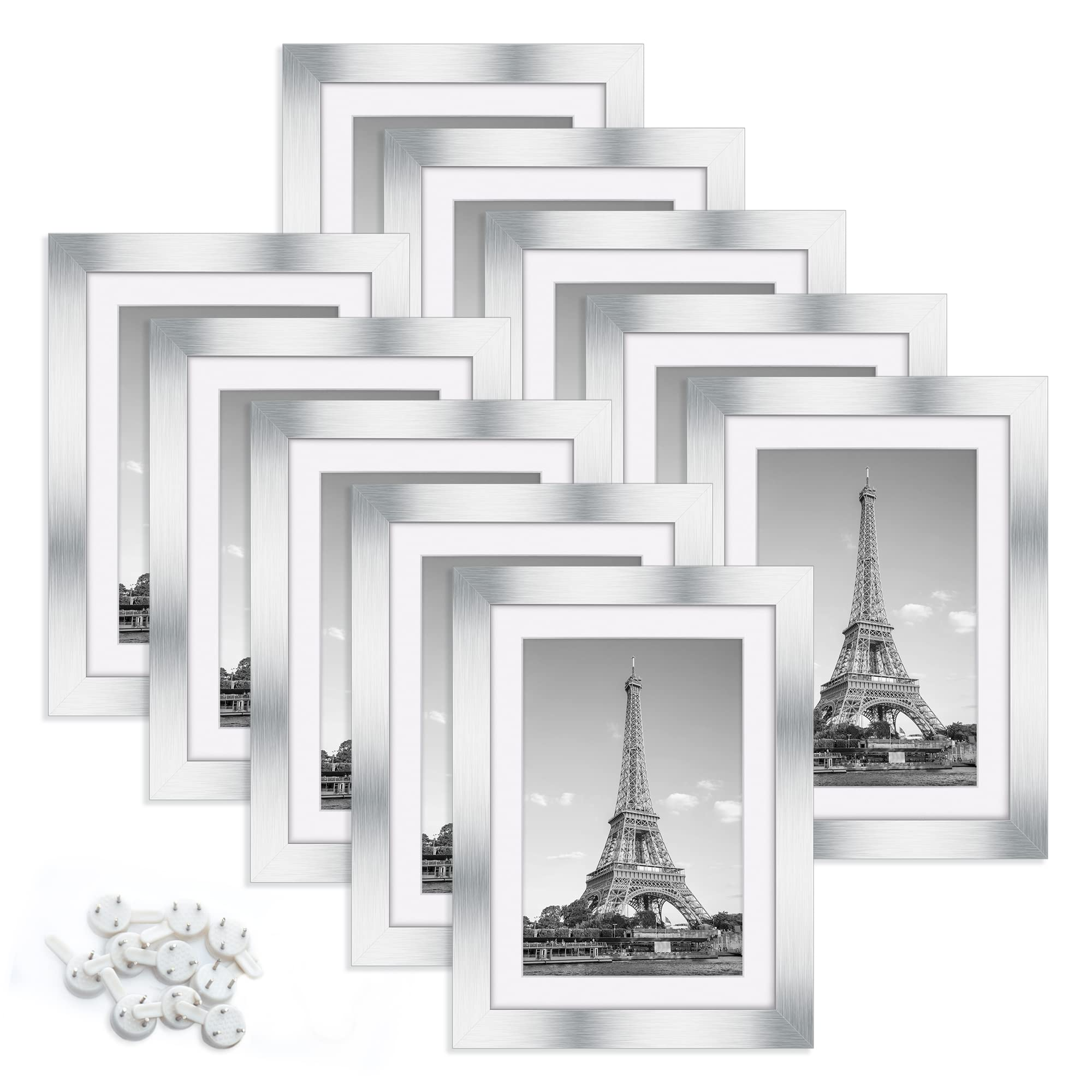 Classic Picture Frame 5X7 Silver - 5X7 Photo Frame Display 4X6 with Mat or  5X7 w