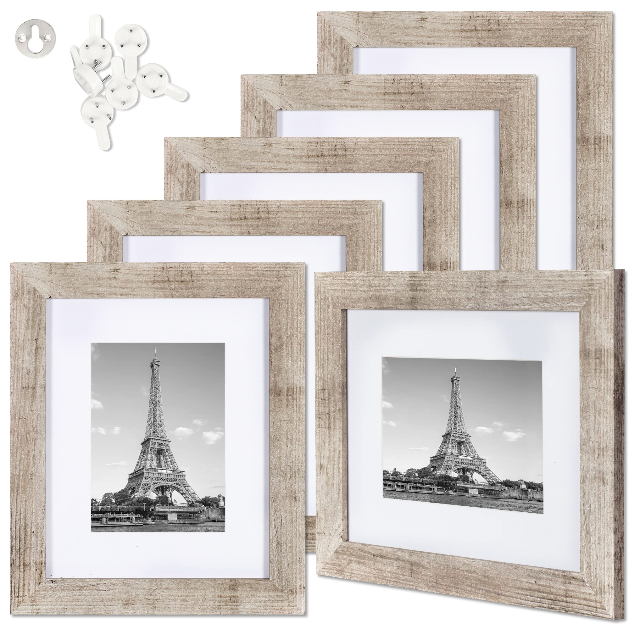 upsimples 5x7 Picture Frame Distressed Grey with Real Glass, Display  Pictures 4x6 with Mat or 5x7 Without Mat, Multi Photo Frames Collage for  Wall or