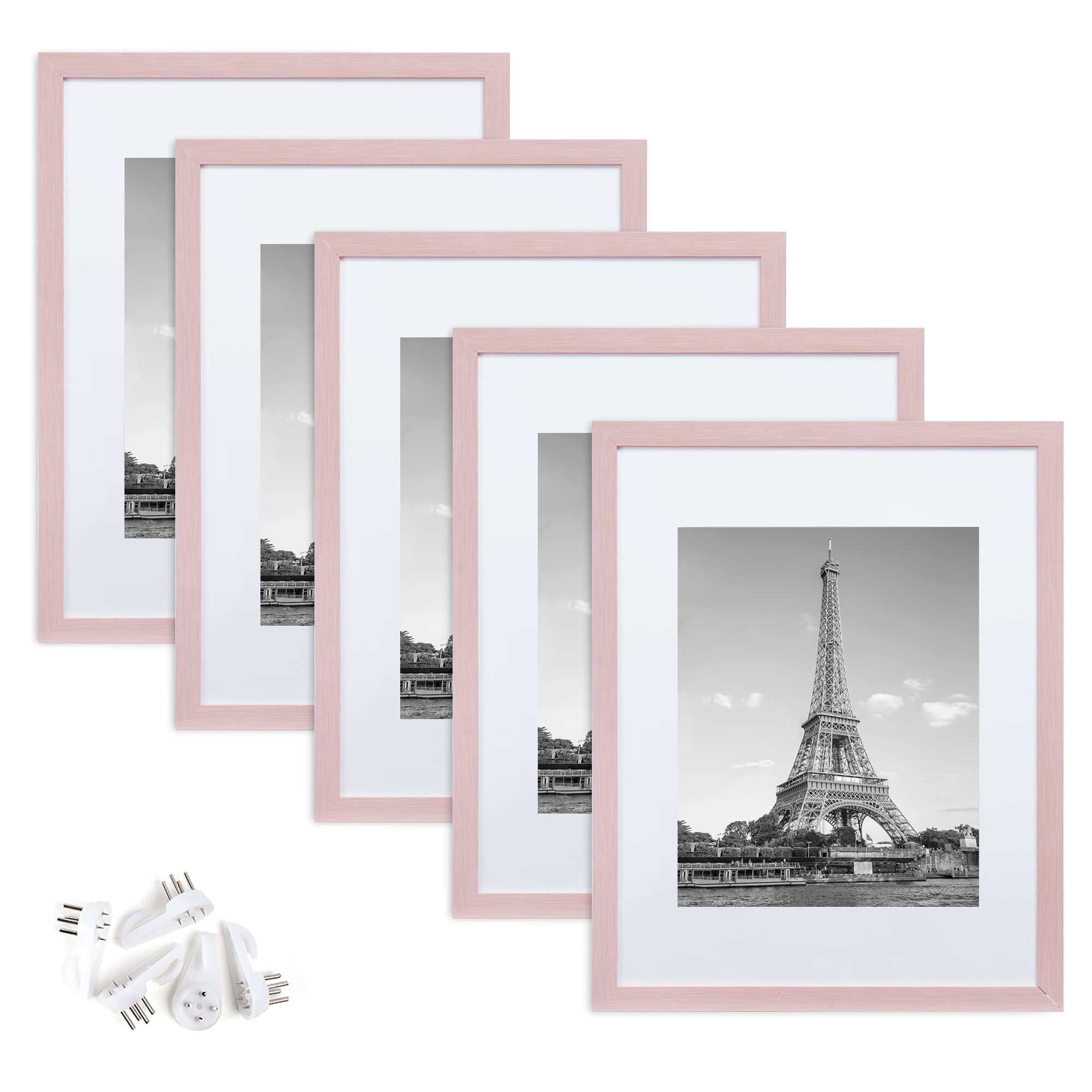 Picture Frame Double Mat 11x14 for 8x10 photo Houndstooth Black White Hot  Pink