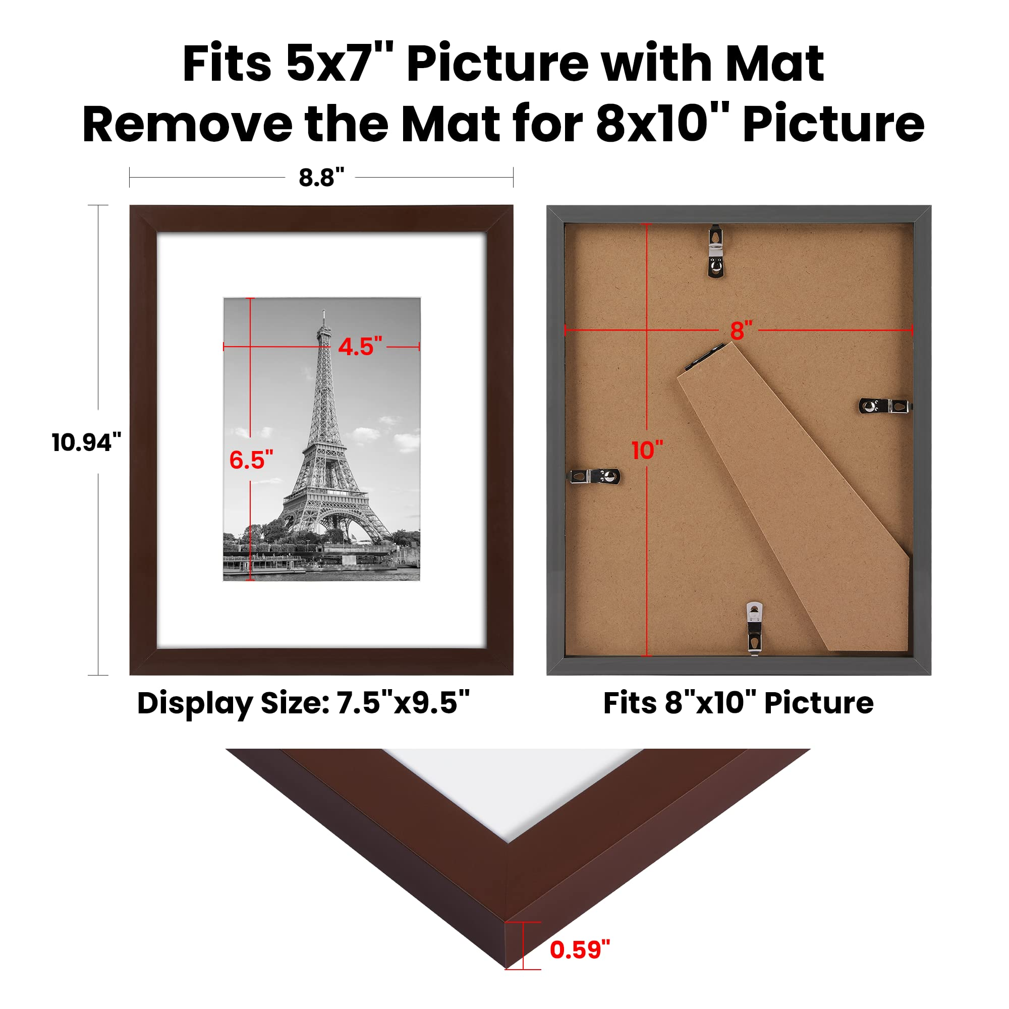 upsimples 5x7 Picture Frame Set of 10, Display Pictures 4x6 with Mat o –  Upsimples Direct