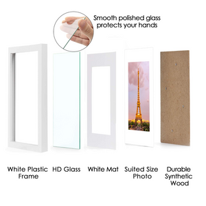 upsimples 11x14 Picture Frame Set of 3, Made of High Definition Glass for 8x10 with Mat or 11x14 Without Mat, Wall Mounting Photo Frames, White
