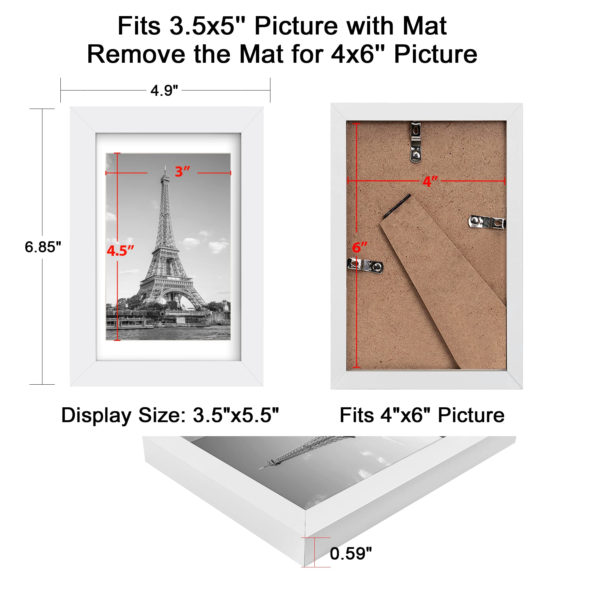 upsimples 5x7 Picture Frame, Display Pictures 4x6 with Mat or 5x7 With –  Upsimples Direct