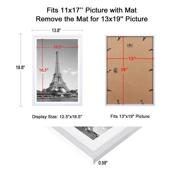 upsimples 13x19 Picture Frame Set of 5,Display Pictures 11x17 with Mat ...