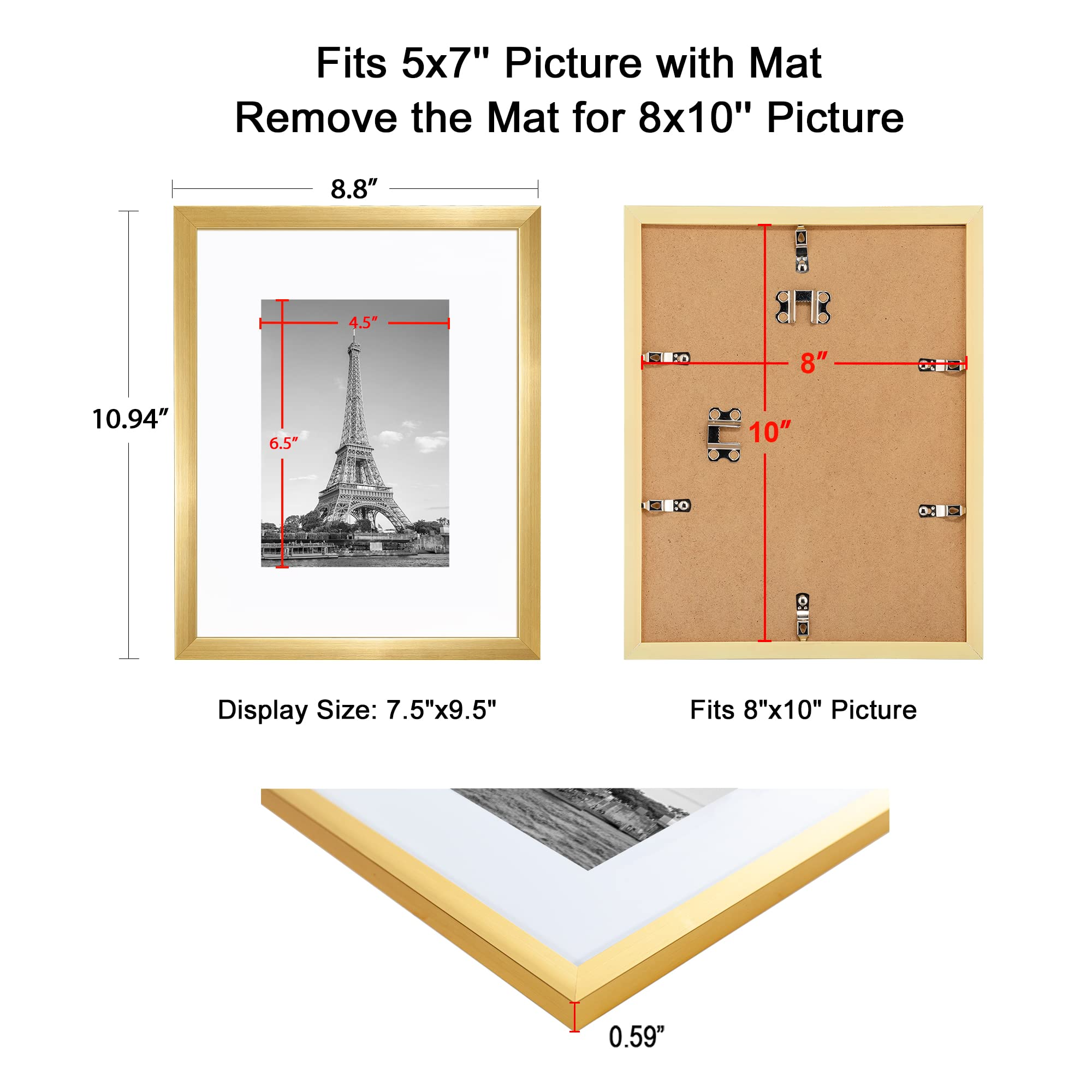 8x10 Picture Frame Display Pictures5x7 Mat 8x10 Without Mat - Temu