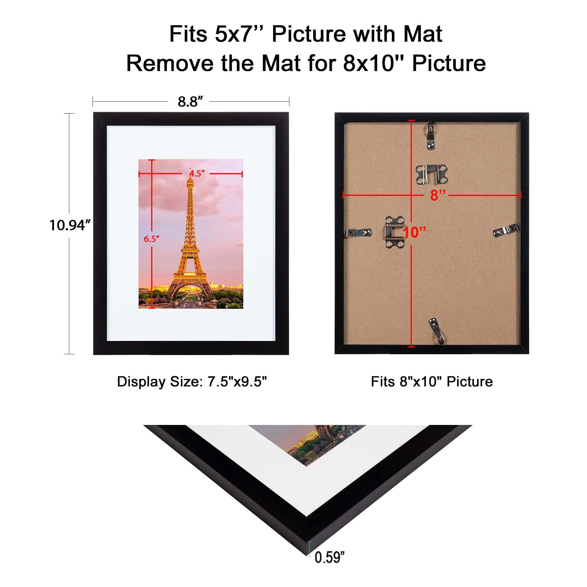 upsimples 8x10 Picture Frame Set of 3, Made of High Definition Glass f –  Upsimples Direct