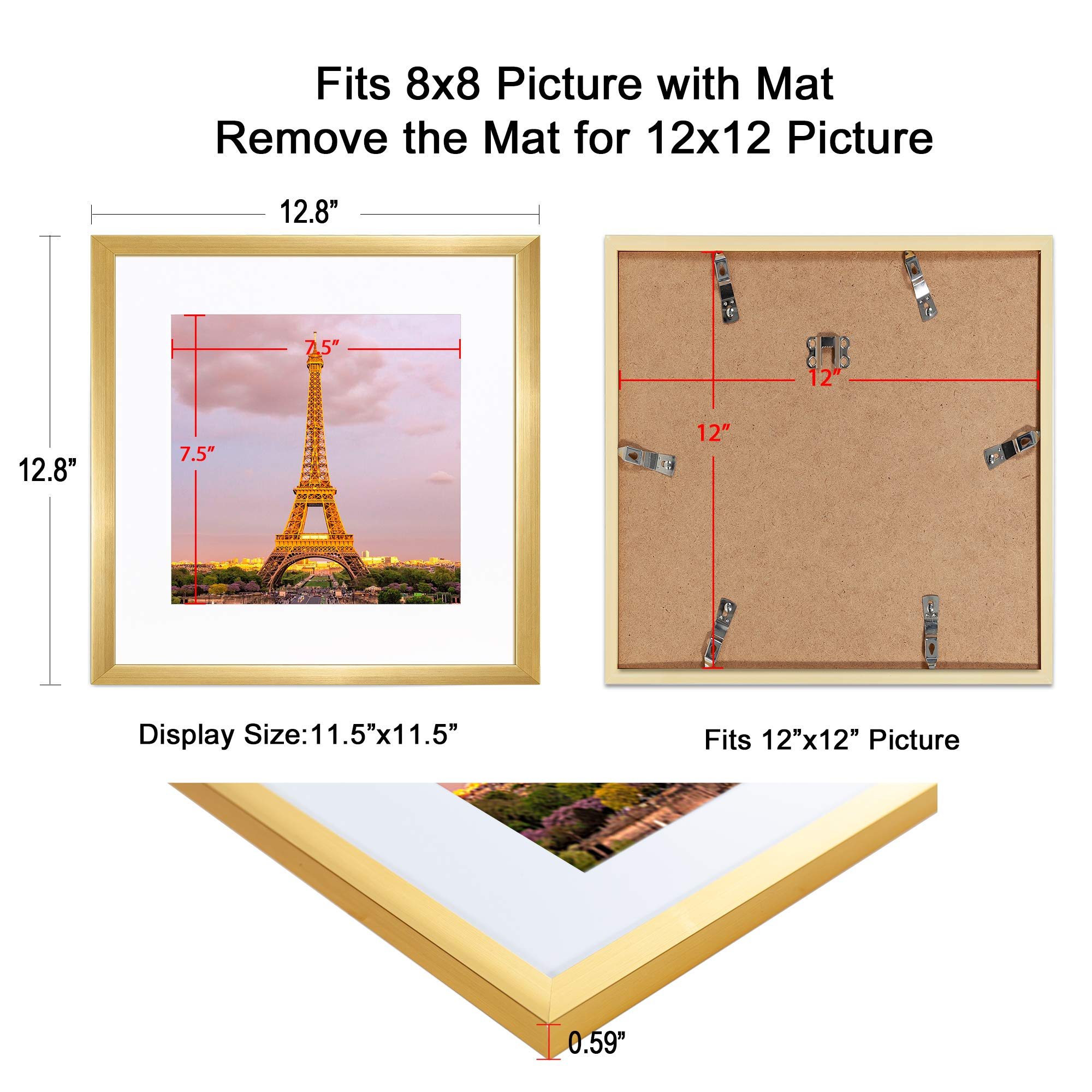 upsimples 6x6 Picture Frame Set of 3, Display Pictures 4x4 with
