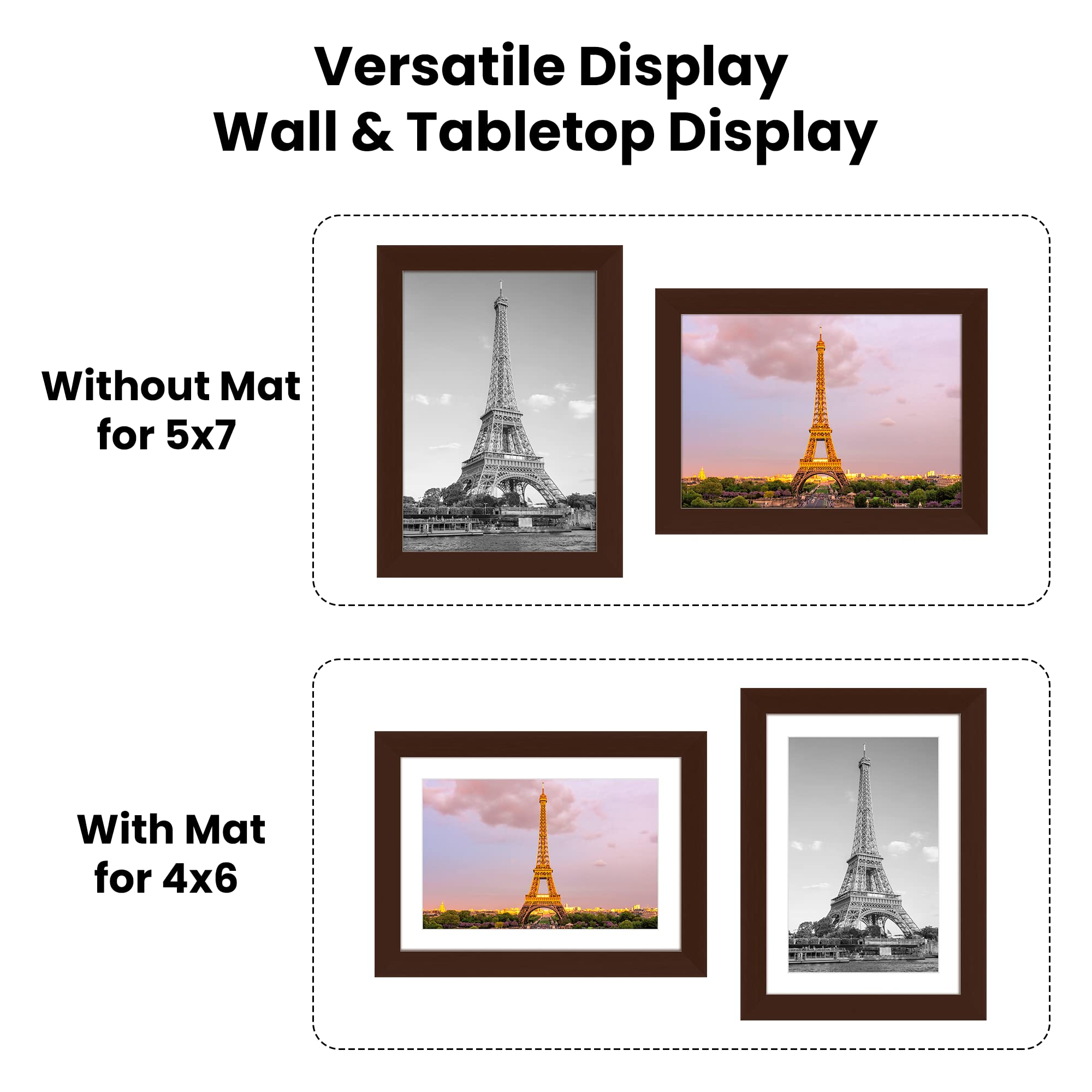 upsimples 5x7 Picture Frame Set of 10,Display Pictures 4x6 with Mat or –  Upsimples Direct