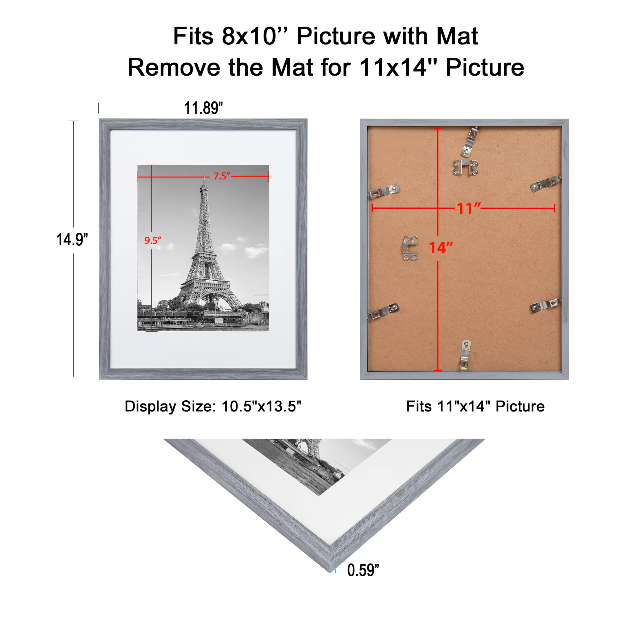 upsimples 8x10 Picture Frame Set of 5,Display Pictures 5x7 with Mat or –  Upsimples Direct