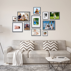 upsimples 5x7 Picture Frame Set of 10, Display Pictures 4x6 with Mat or 5x7 Without Mat, Multi Photo Frames Collage for Wall or Tabletop Display, Dark Gray