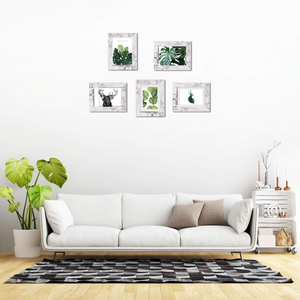 upsimples 5x7 Picture Frame Distressed White with Real Glass, Display Pictures 4x6 with Mat or 5x7 Without Mat, Multi Photo Frames Collage for Wall or Tabletop Display, Set of 6
