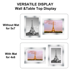 upsimples 5x7 Picture Frame Set of 10,Display Pictures 4x6 with Mat or 5x7 Without Mat,Multi Photo Frames Collage for Wall or Tabletop Display,Silver