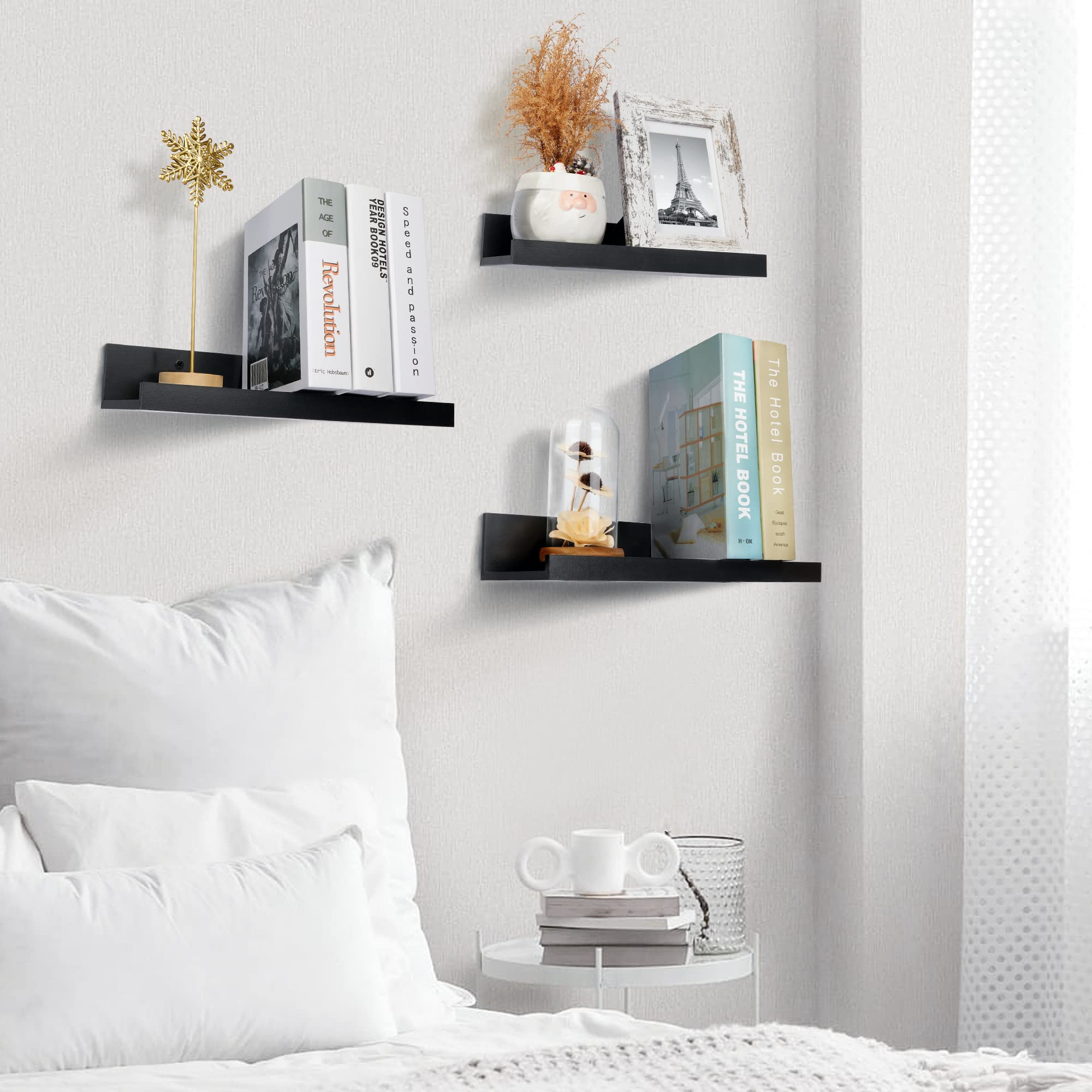 Upsimples Home Floating Shelves for Wall Decor Storage, Wall Shelves Set of  5, Wall Mounted Wood Shelves for Bedroom, Living Room, Bathroom, Kitchen