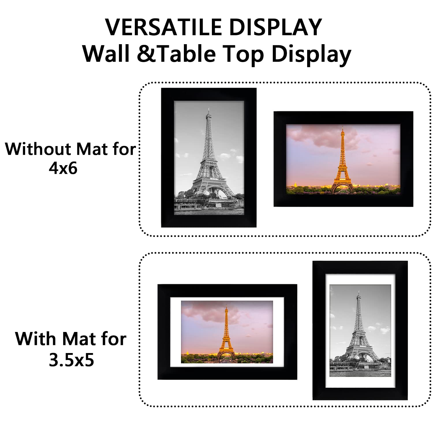 upsimples 8x8 Picture Frame Set of 3,Display Pictures 5x5 with Mat or –  Upsimples Direct