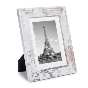upsimples 5x7 Picture Frame Distressed White with Real Glass, Display Pictures 4x6 with Mat or 5x7 Without Mat, Multi Photo Frames Collage for Wall or Tabletop Display, Set of 6